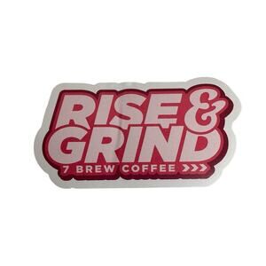 7 Brew Rise and Grind Sticker Pink Retro New